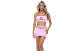 Pink Lipstick Net Worth Bandeau 2 Piece Mini Skirt Set OS Pink Skirts And Club Wear